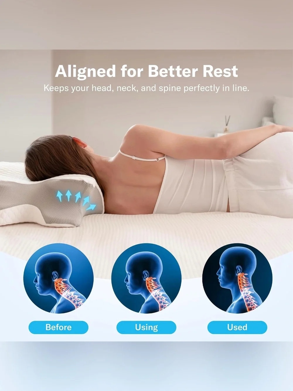 Alcedo Contoured Support Pillow, Better Sleep Cervical Support And Pain Relief